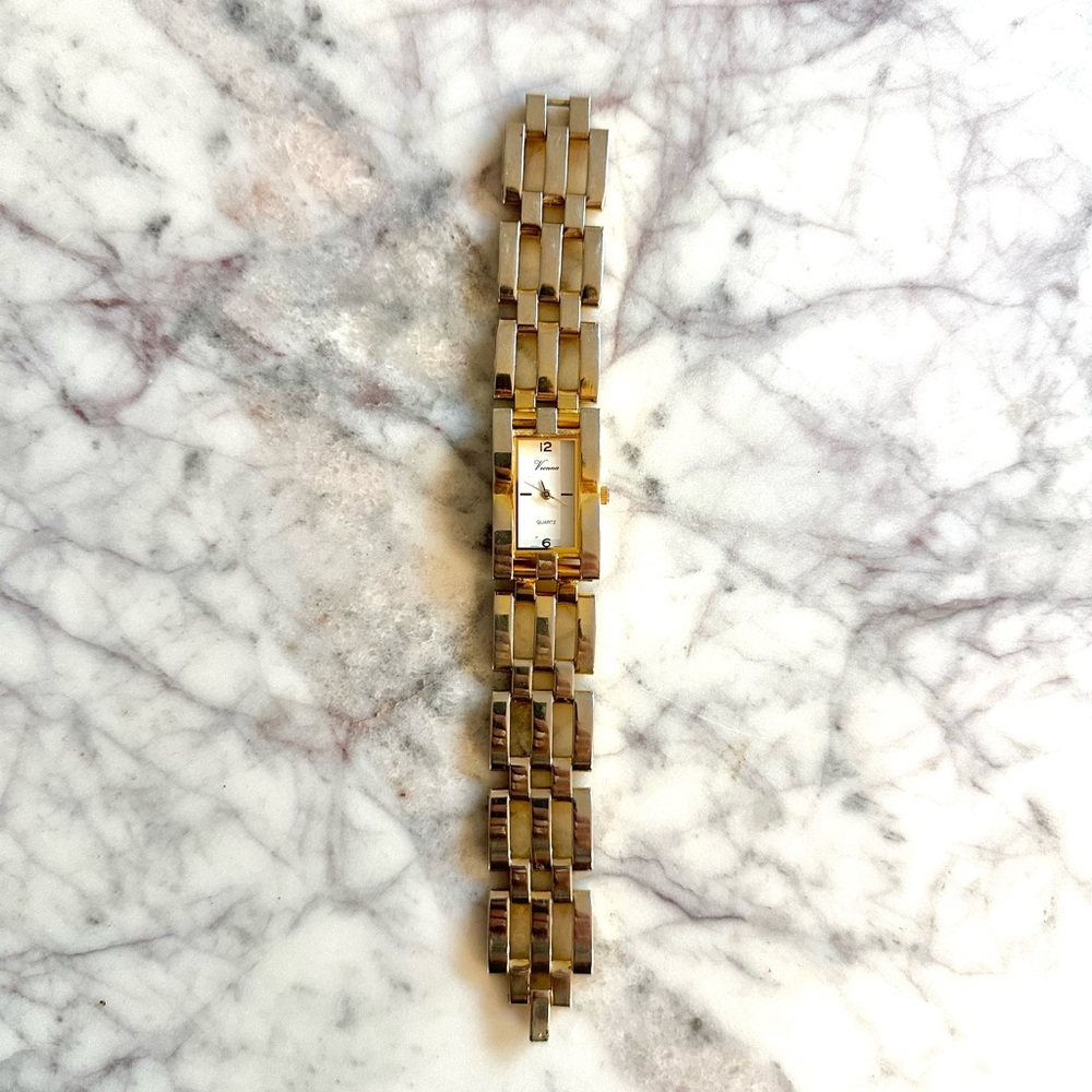 Vintage Mixed Metal Wide Band Watch